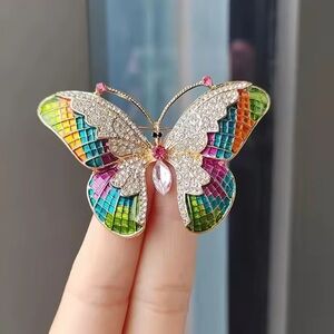 Colorful Butterfly Crystals Brooch
